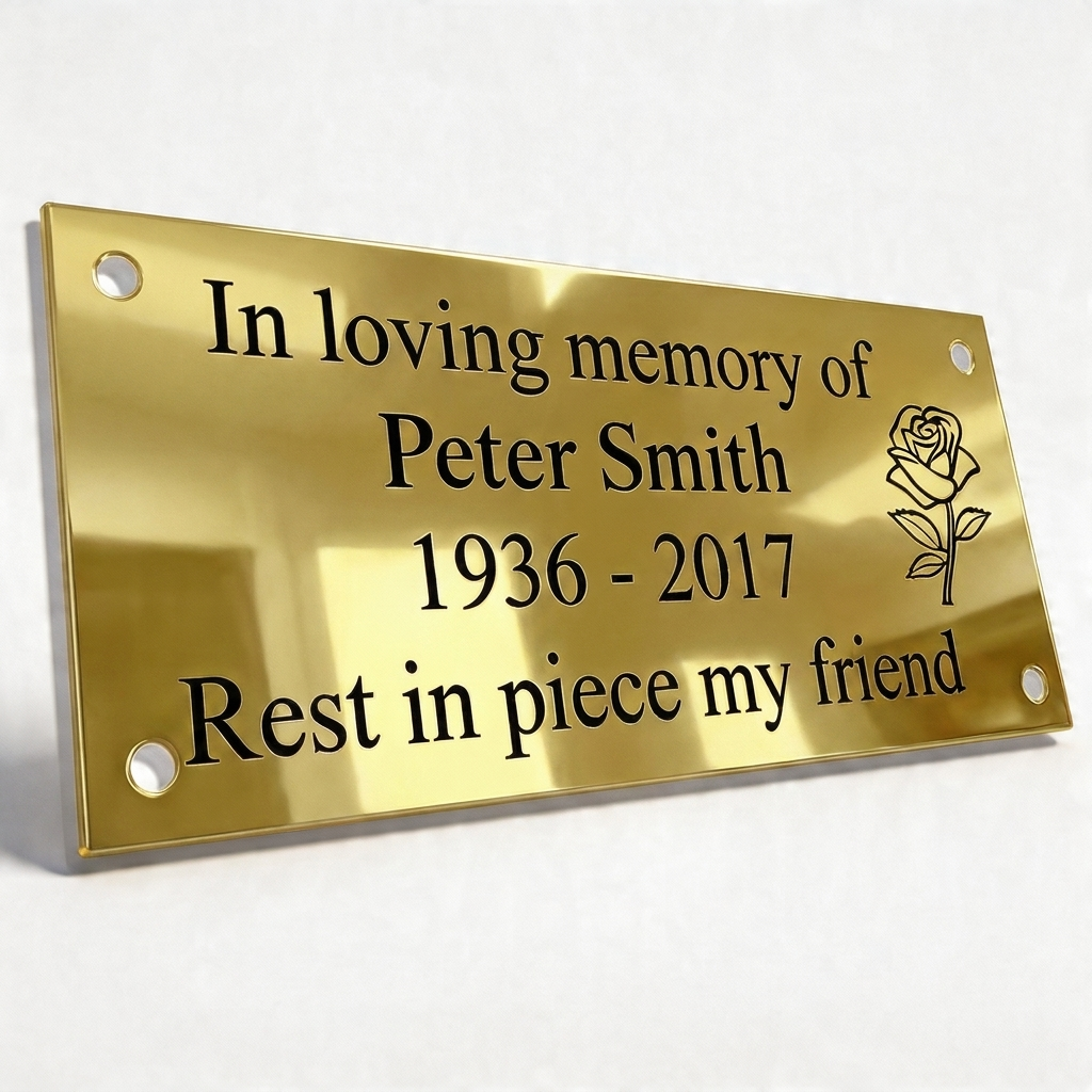 Custom Deep-Engraved Brass Memorial Plaque | Bench & Grave Marker