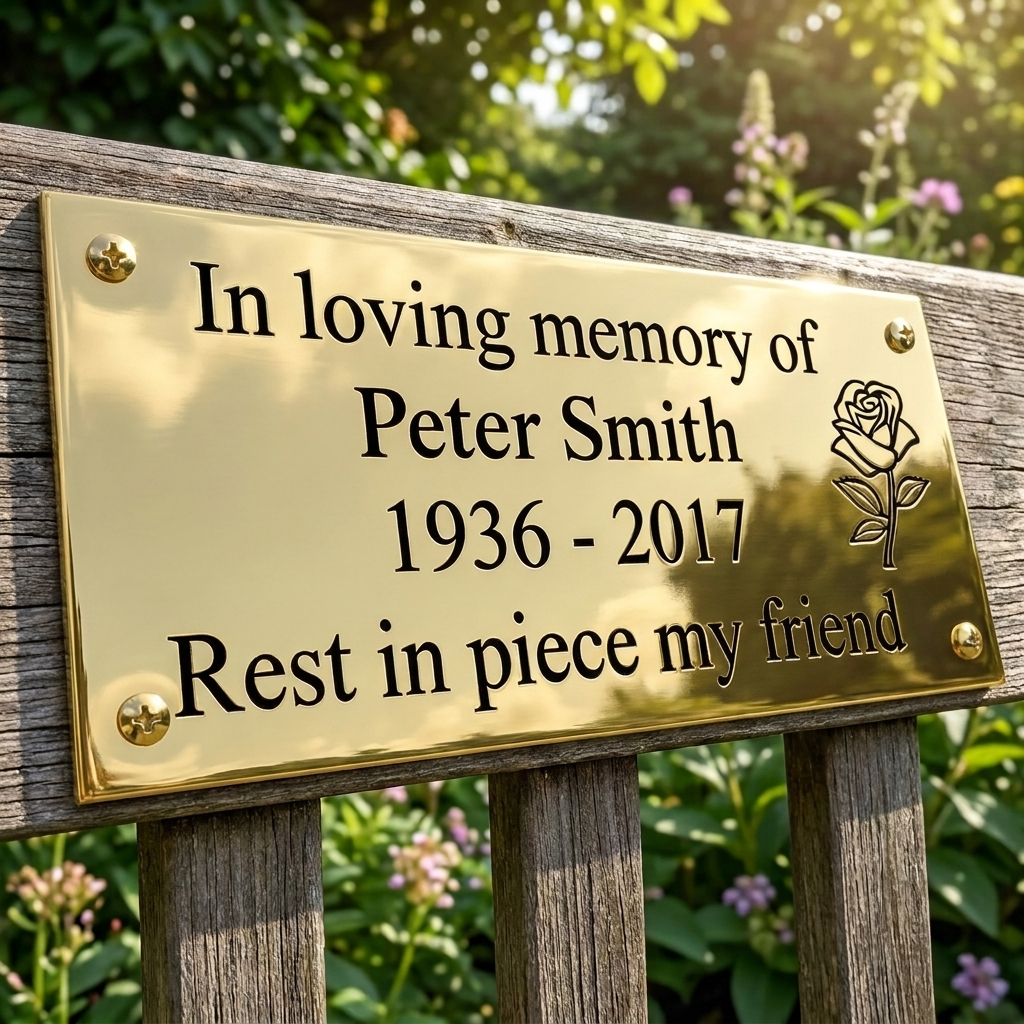 Custom Deep-Engraved Brass Memorial Plaque | Bench & Grave Marker
