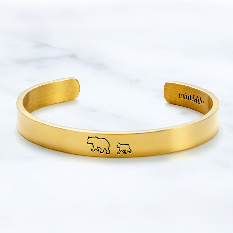 ‘Mama Bear & Her Baby Bears’ Personalised Engraved Bangle