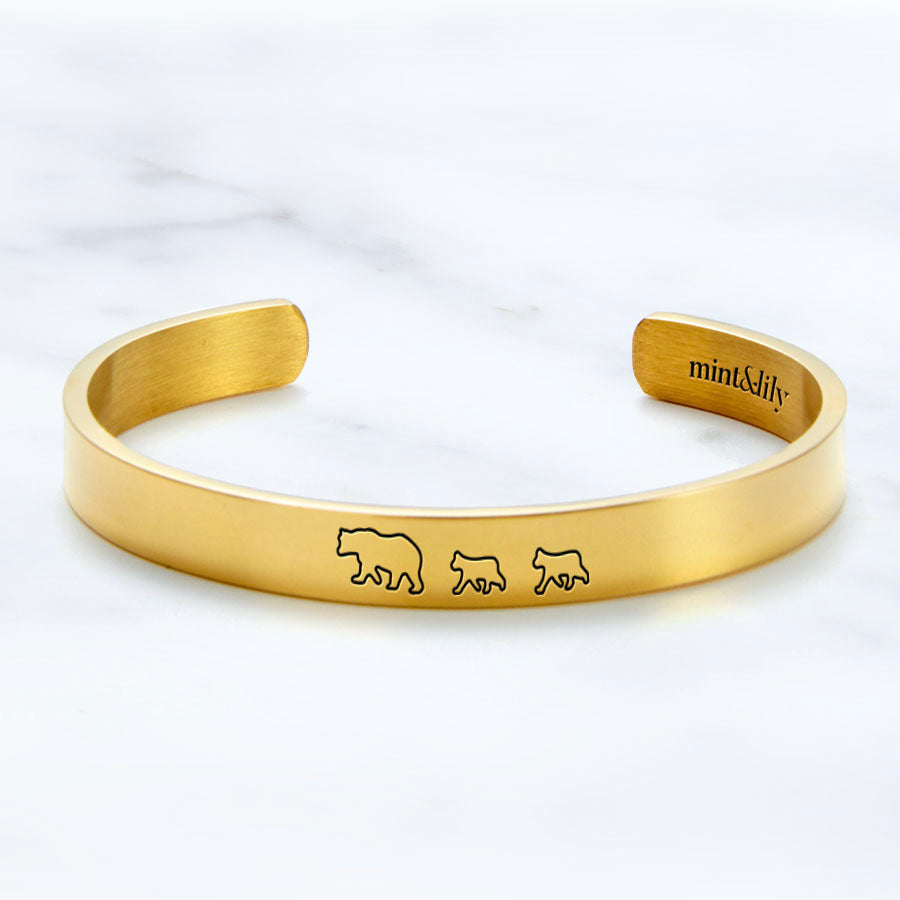 ‘Mama Bear & Her Baby Bears’ Personalised Engraved Bangle
