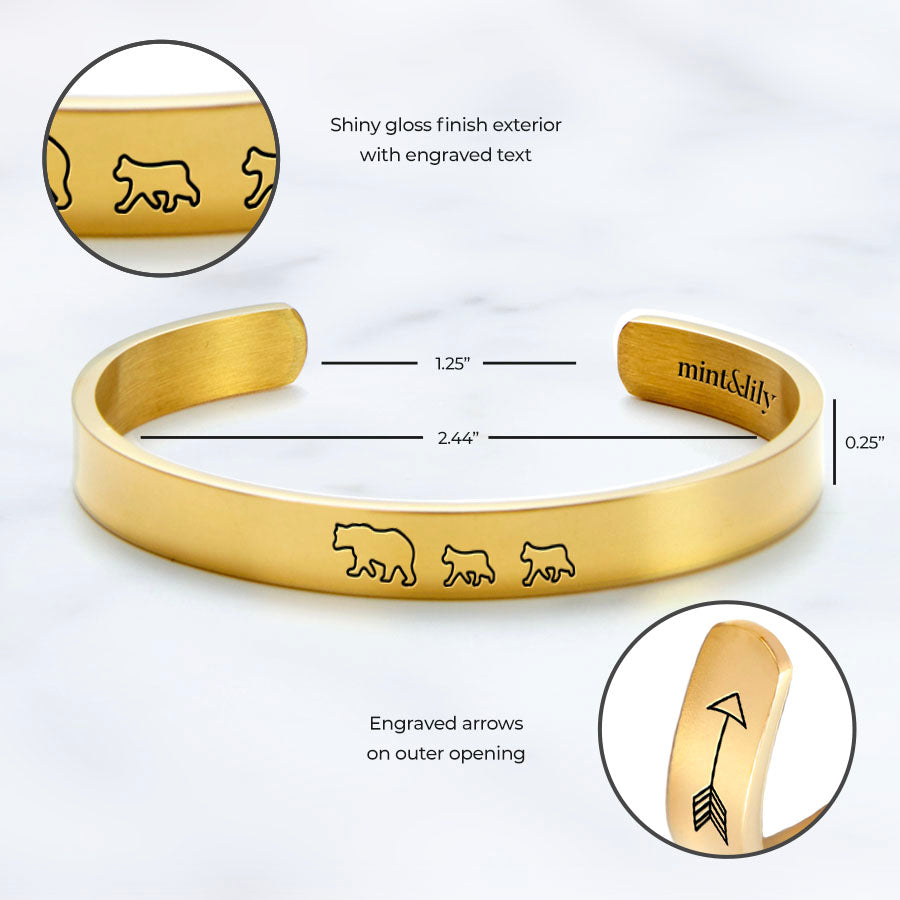 ‘Mama Bear & Her Baby Bears’ Personalised Engraved Bangle