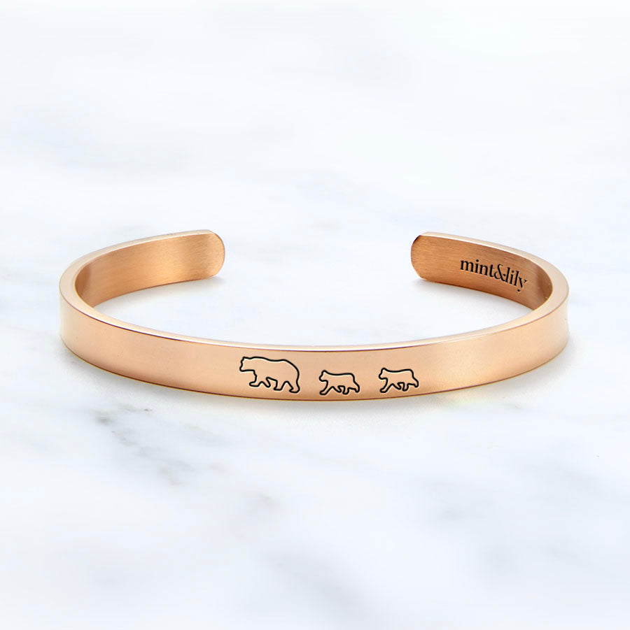 ‘Mama Bear & Her Baby Bears’ Personalised Engraved Bangle