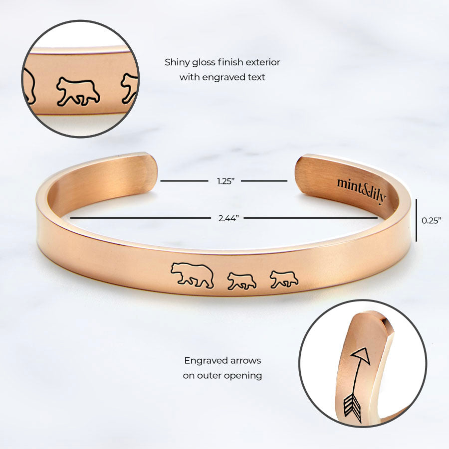 ‘Mama Bear & Her Baby Bears’ Personalised Engraved Bangle