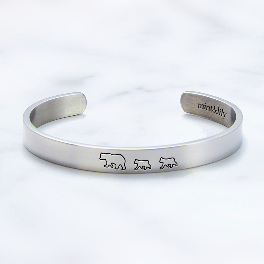 ‘Mama Bear & Her Baby Bears’ Personalised Engraved Bangle