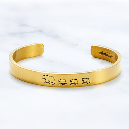 ‘Mama Bear & Her Baby Bears’ Personalised Engraved Bangle