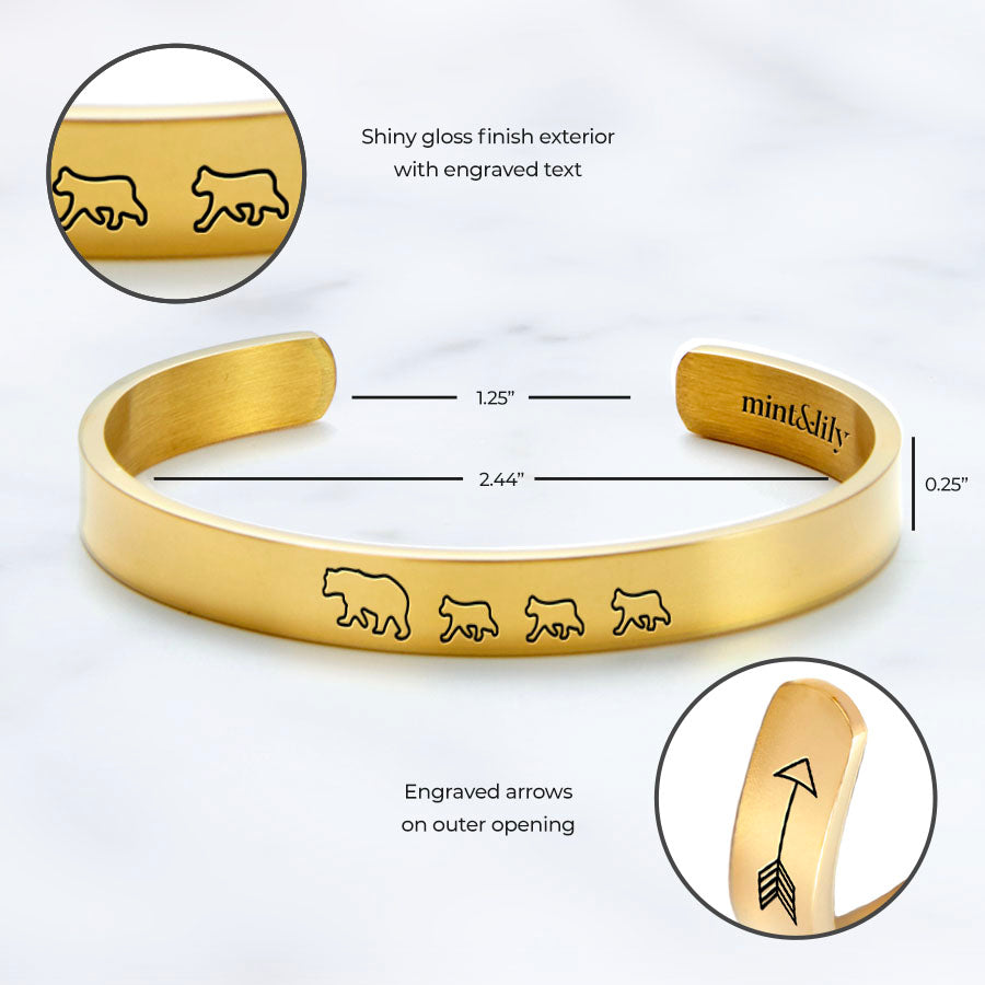 ‘Mama Bear & Her Baby Bears’ Personalised Engraved Bangle