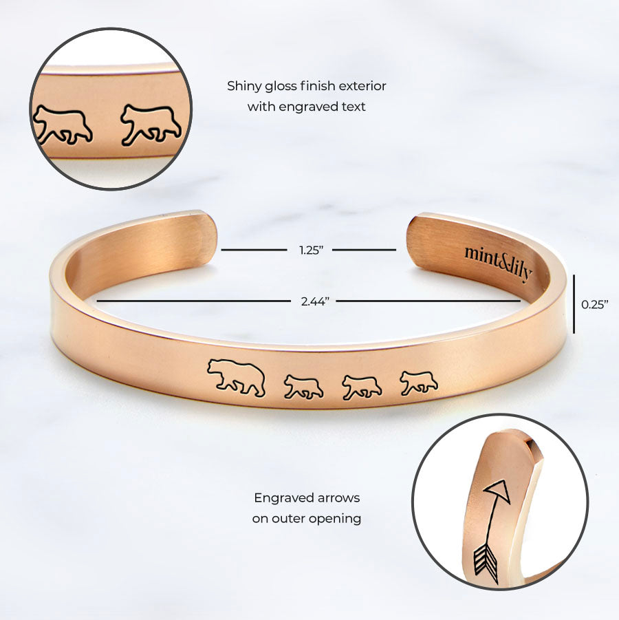 ‘Mama Bear & Her Baby Bears’ Personalised Engraved Bangle