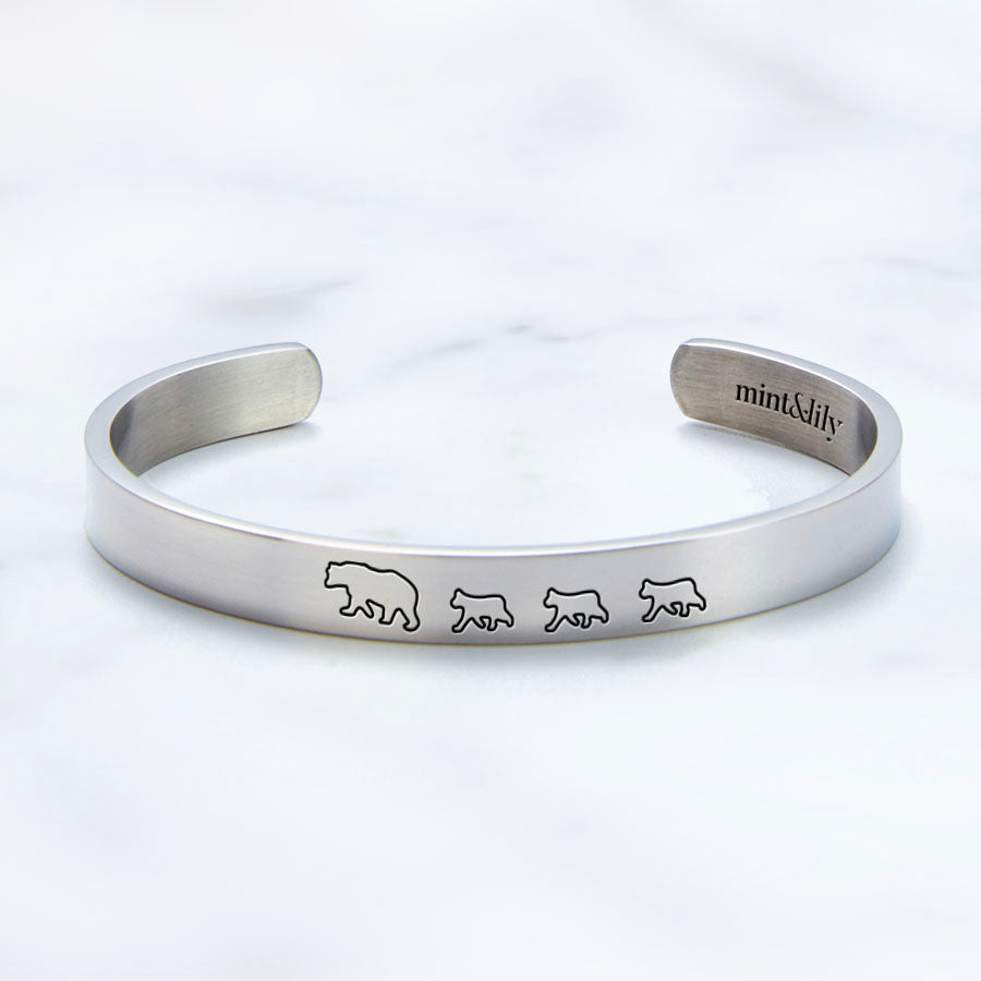 ‘Mama Bear & Her Baby Bears’ Personalised Engraved Bangle
