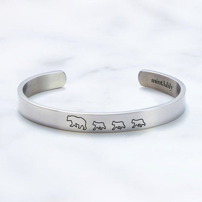 ‘Mama Bear & Her Baby Bears’ Personalised Engraved Bangle