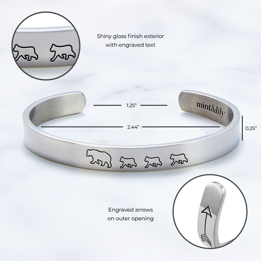 ‘Mama Bear & Her Baby Bears’ Personalised Engraved Bangle