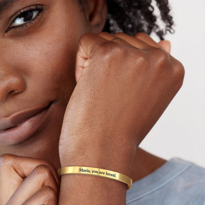 Fully Custom Personalised Engraved Cuff Bangle – Bespoke Message