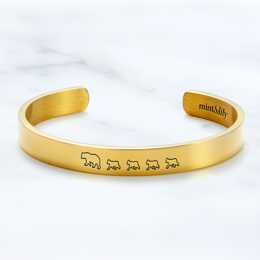 ‘Mama Bear & Her Baby Bears’ Personalised Engraved Bangle