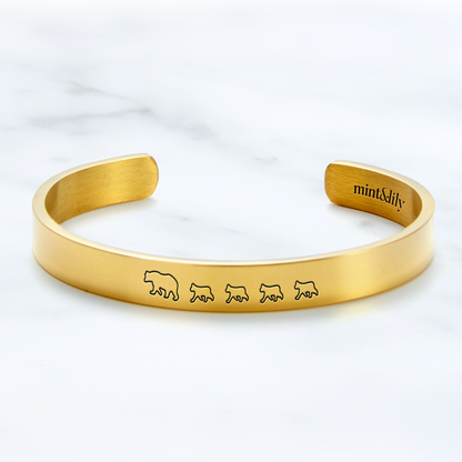 ‘Mama Bear & Her Baby Bears’ Personalised Engraved Bangle