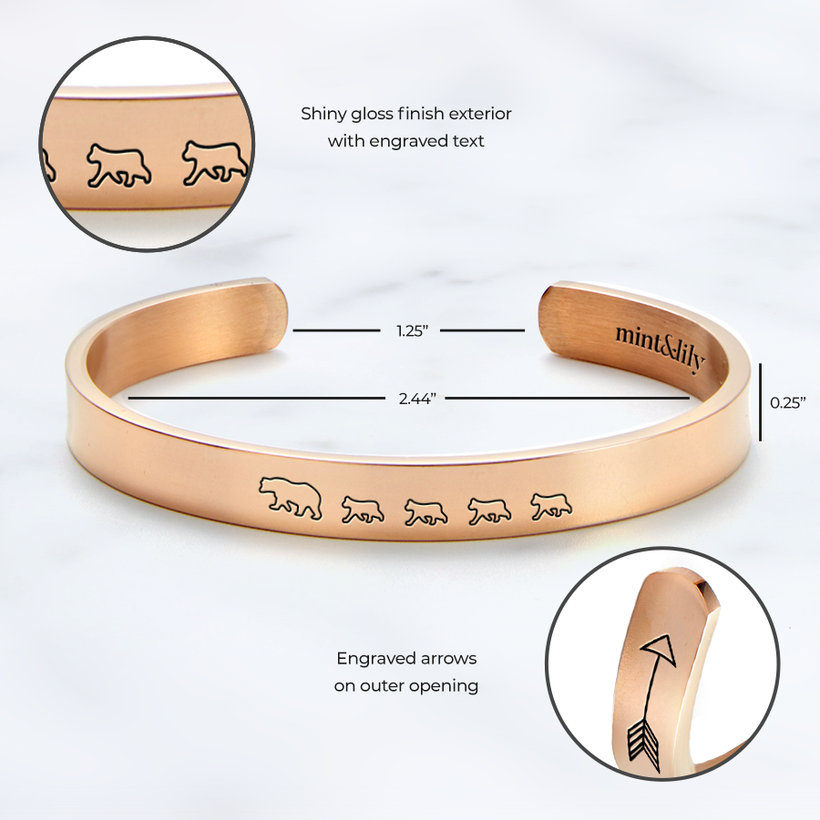 ‘Mama Bear & Her Baby Bears’ Personalised Engraved Bangle