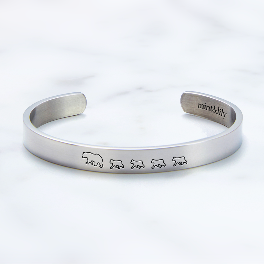 ‘Mama Bear & Her Baby Bears’ Personalised Engraved Bangle