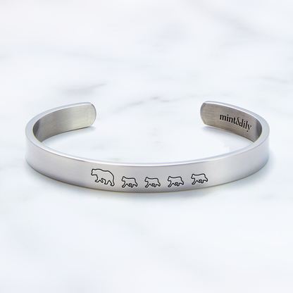 ‘Mama Bear & Her Baby Bears’ Personalised Engraved Bangle