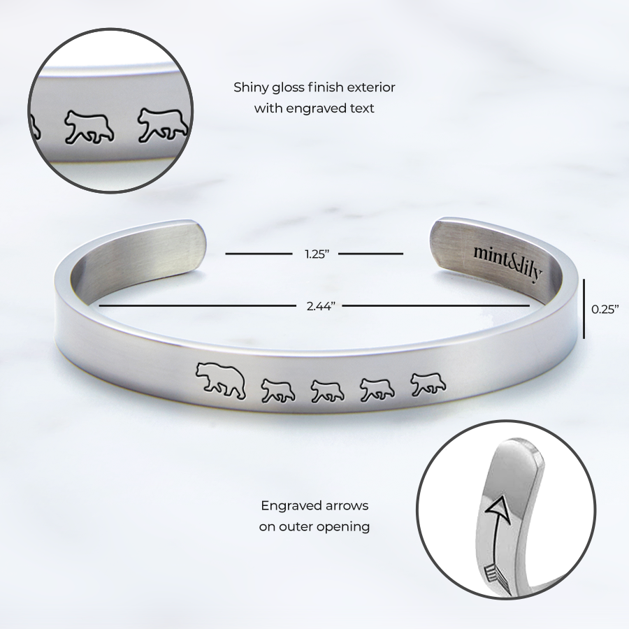 ‘Mama Bear & Her Baby Bears’ Personalised Engraved Bangle