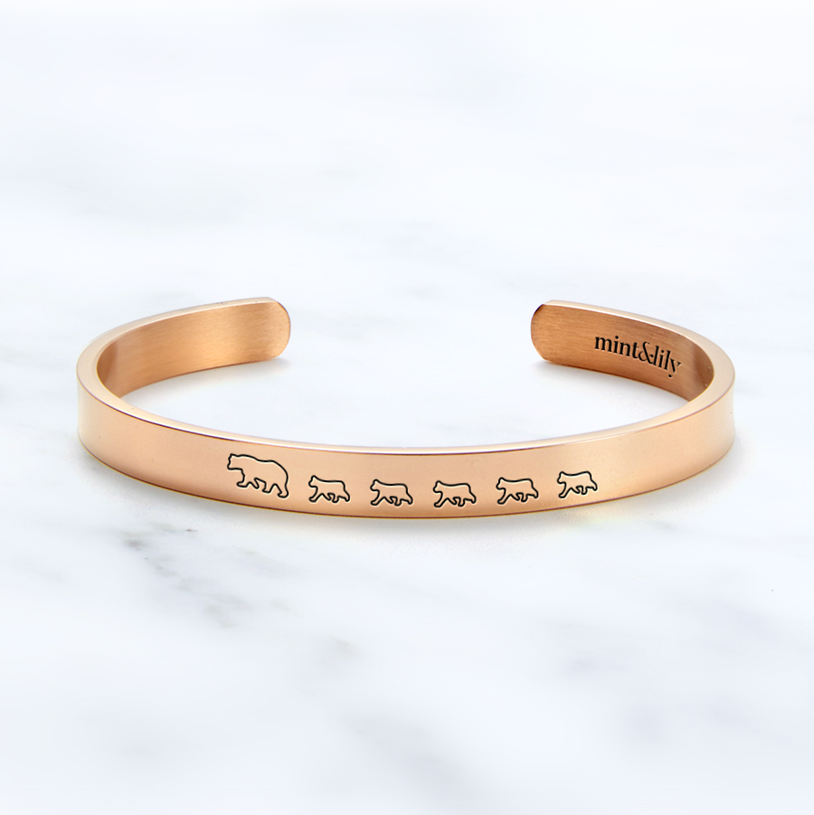‘Mama Bear & Her Baby Bears’ Personalised Engraved Bangle