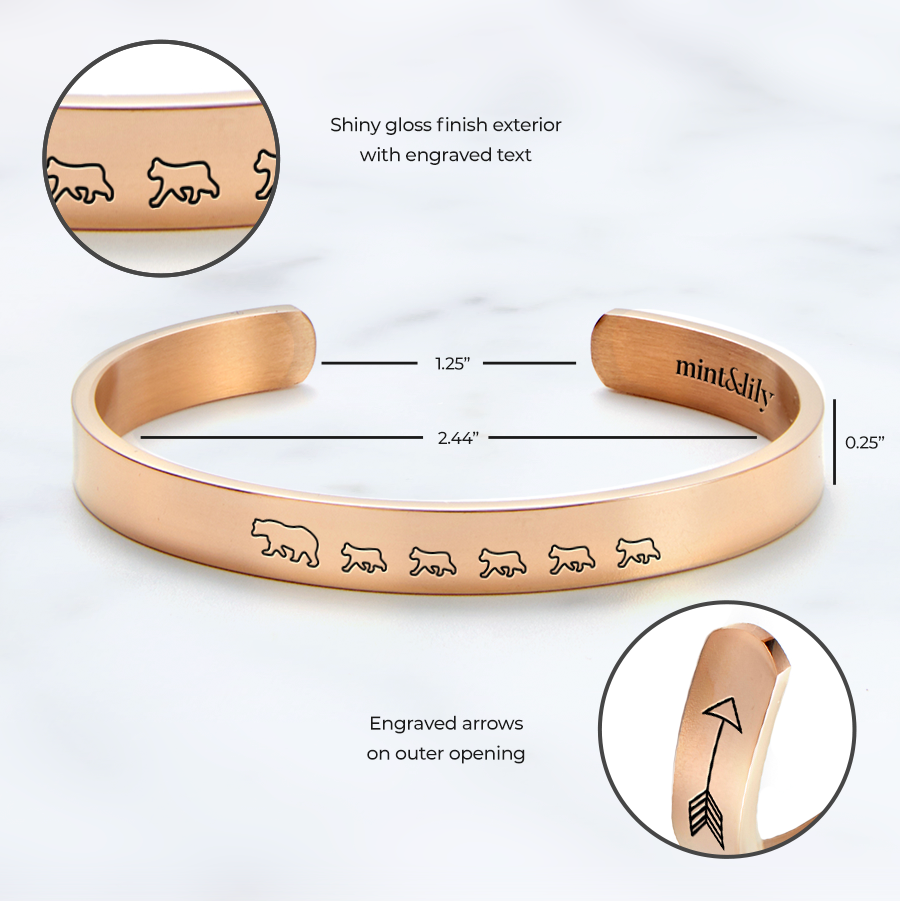 ‘Mama Bear & Her Baby Bears’ Personalised Engraved Bangle