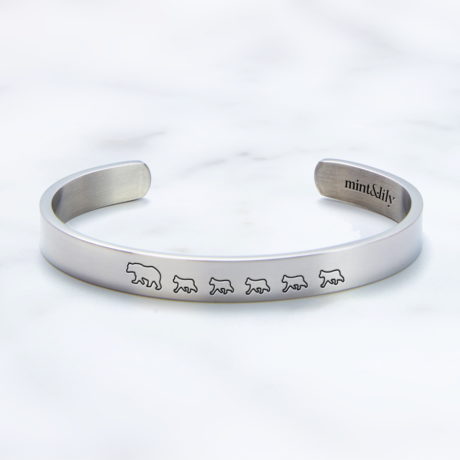 ‘Mama Bear & Her Baby Bears’ Personalised Engraved Bangle