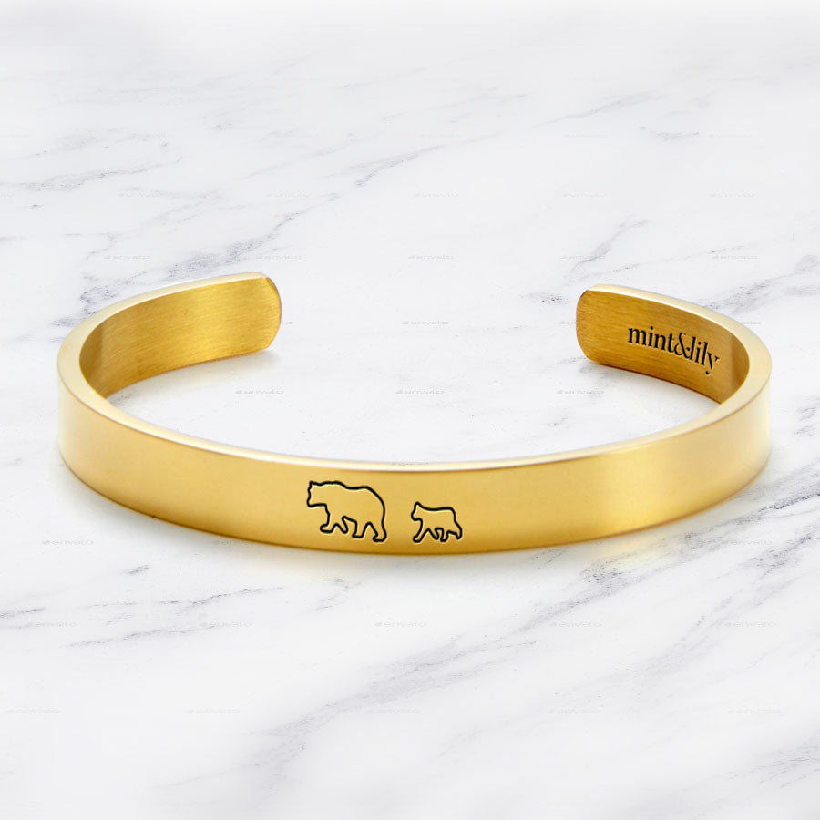‘Mama Bear & Her Baby Bears’ Personalised Engraved Bangle