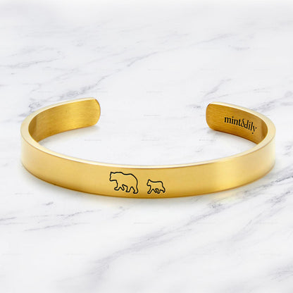 ‘Mama Bear & Her Baby Bears’ Personalised Engraved Bangle
