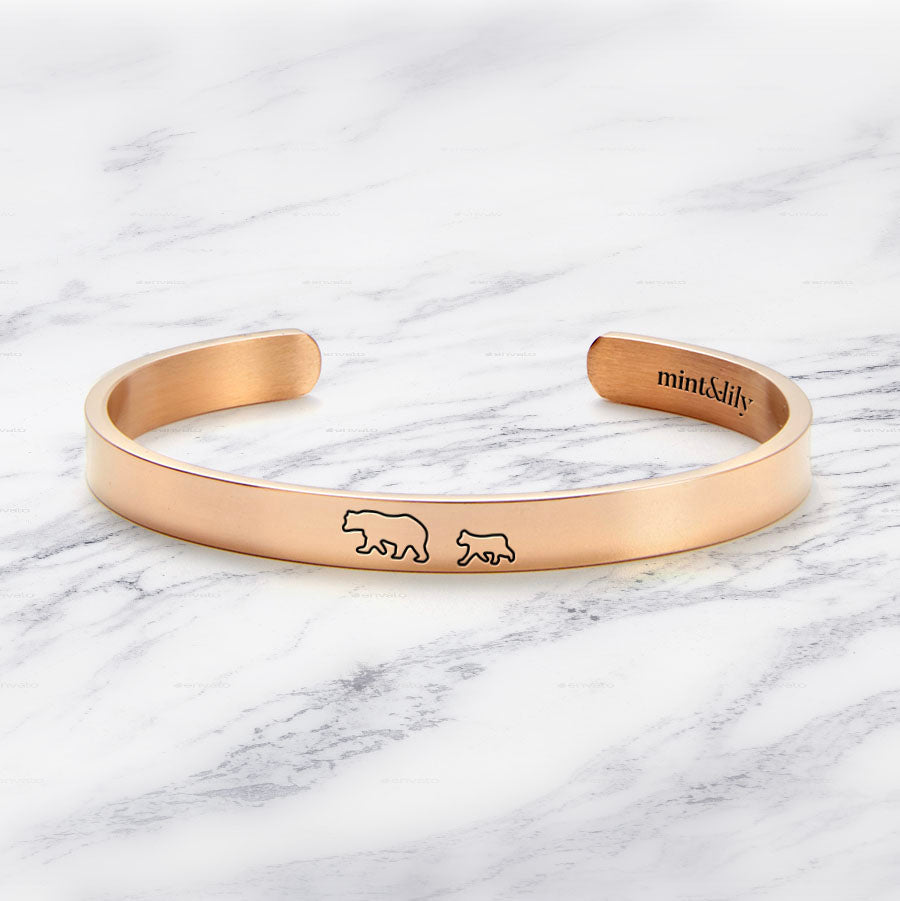 ‘Mama Bear & Her Baby Bears’ Personalised Engraved Bangle