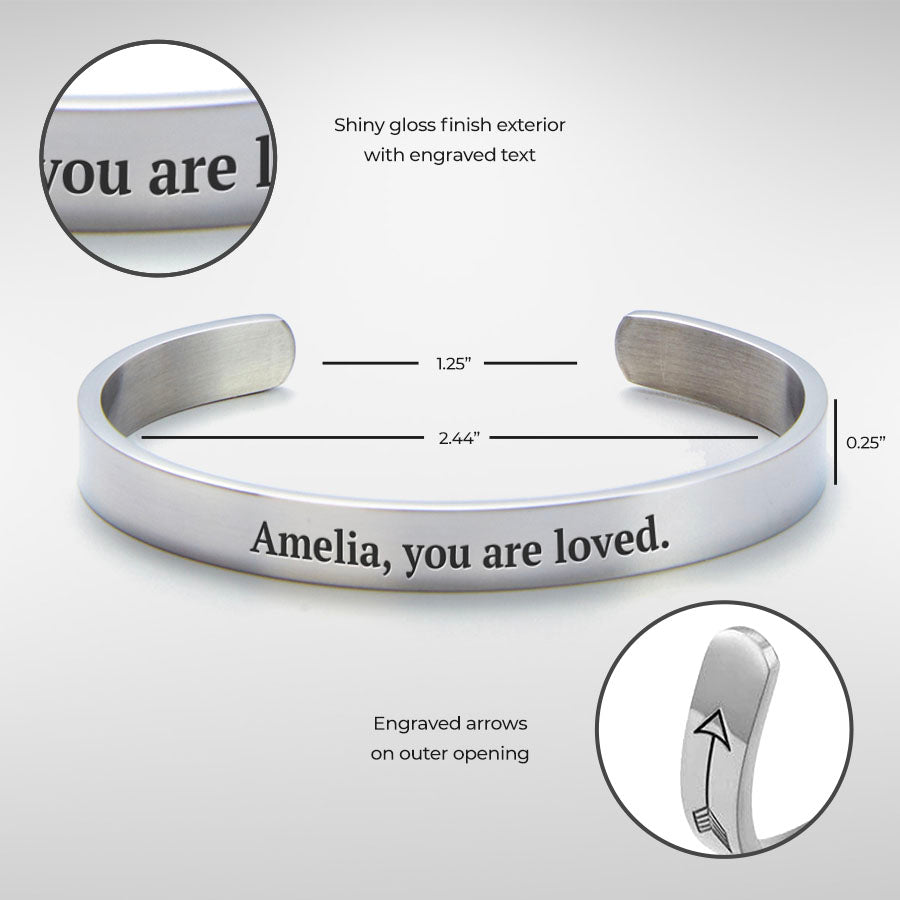 Fully Custom Personalised Engraved Cuff Bangle – Bespoke Message