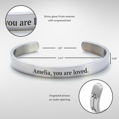 Fully Custom Personalised Engraved Cuff Bangle – Bespoke Message