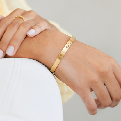 Fully Custom Personalised Engraved Cuff Bangle – Bespoke Message